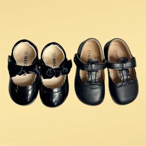 2 Pairs of Black Dress Shoes Size 5.5 Girls Toddlers Baby